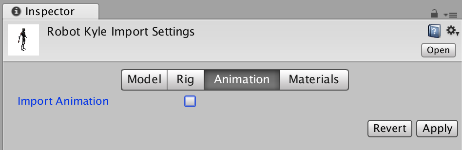 Unity Kyle Import Settings Animation 1